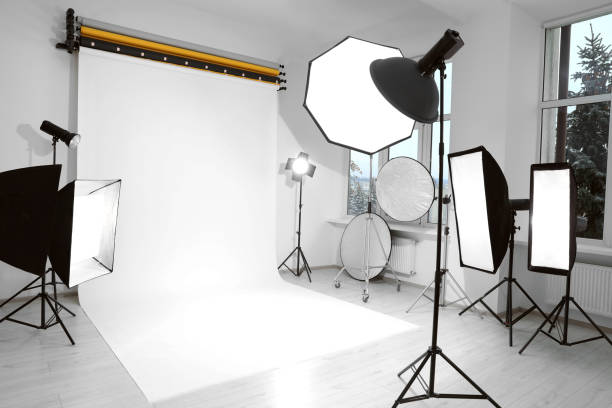 istock Interior of modern photo studio with professional lighting equipment 1810147691