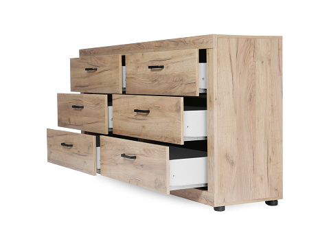New wooden chest of drawers isolated on white