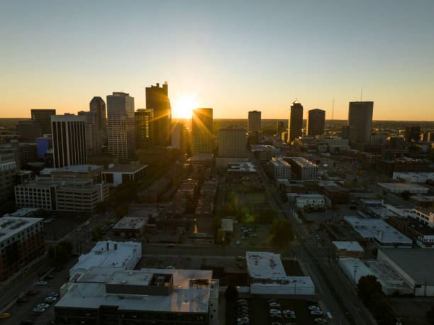 istock Aerial Still of Downtown Columbus with Sun Setting in Background 1810151464