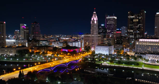 istock Discovery Bridge in Downtown Columbus at Night 1810152596