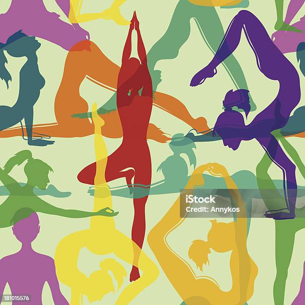 Ilustración de Patrón Sin Costuras De Yoga Plantea y más Vectores Libres de Derechos de Actividades recreativas - Actividades recreativas, Adolescente, Adulto