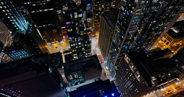 istock Bird's Eye View of Loop Towers in Downtown Chicago on a Clear Night 1810165182