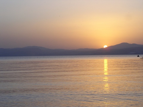 Sunset Tiberias Galilee Golan hights sea Kinneret Israel