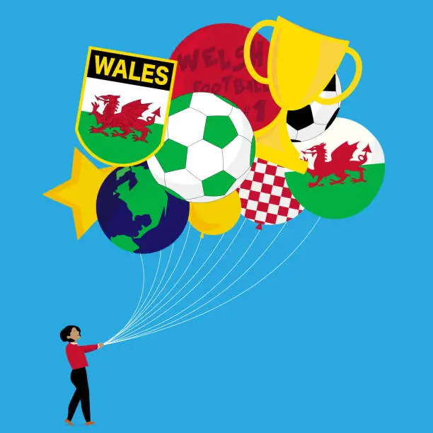 Vector illustration of Wales football balloons