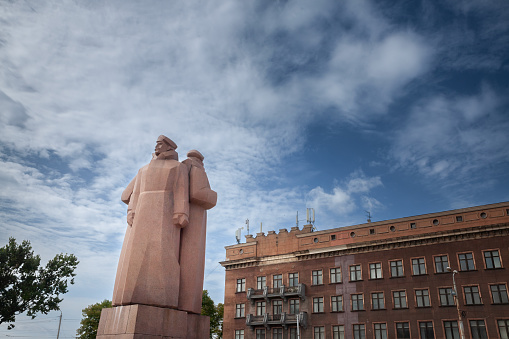 The statue of Hetman of Ukraine Bohdan Khmelnytsky in front of the Saint Sophia Cathedral in Kiev, Ukraine.