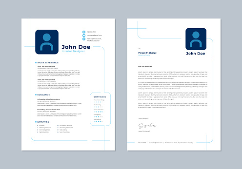Professional resume, cover letter business layout job applications. Vector minimalist presentation set