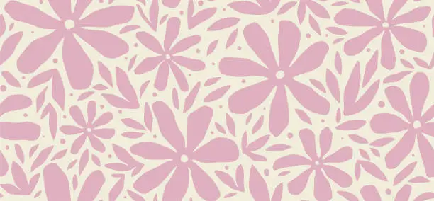Vector illustration of Seamless pattern with hand drawn flowers.
