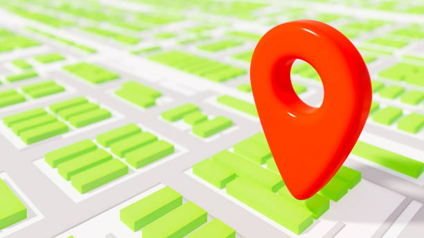 istock Green city map with red location icon, gps location and use theme, technology uses, 3d illustration 1810402623