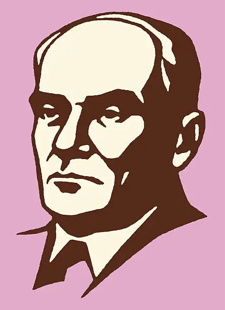 Vector illustration of Portrait of a Stern Man