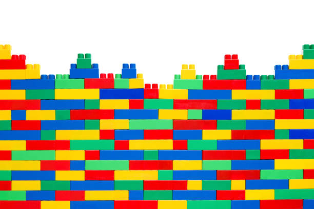 istock Playful Learning Banner. Wall of Creativity with Building Blocks on white background. Education concept 1810437639