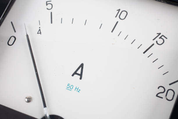 Close-up of an vintage ancient ammeter isolated on white background