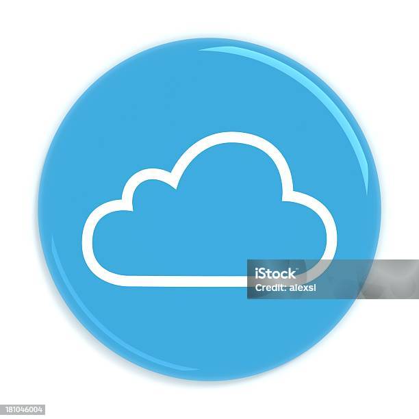 Foto de Crachá De Computação Em Nuvem e mais fotos de stock de Azul - Azul, Botão - Peça de Máquina, Computação em nuvem
