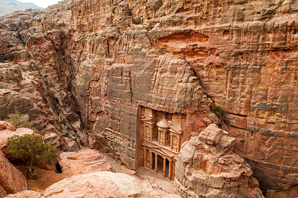 istock Cliff-top view of Petra's Treasury in Jordan 181047357