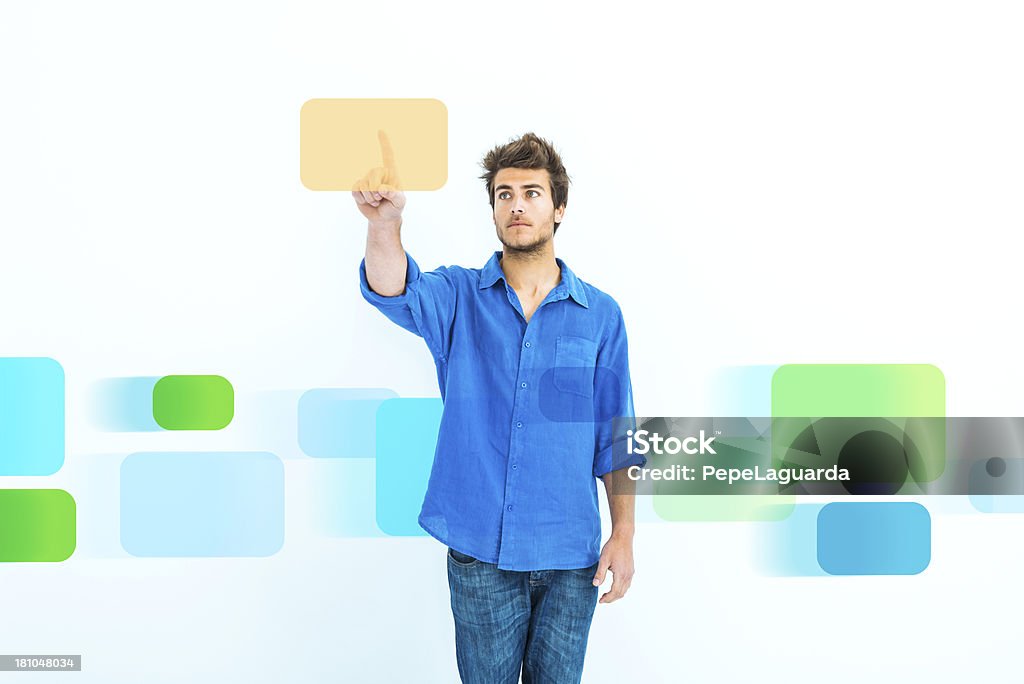 Man choosing virtual files Man choosing virtual files. 20-24 Years Stock Photo