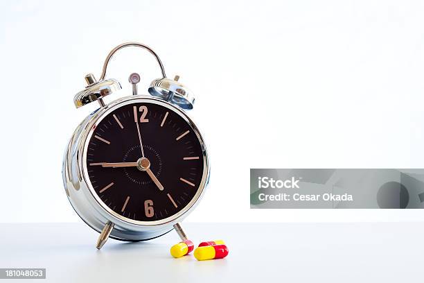 Medicine Time Stock Photo - Download Image Now - Alarm Clock, Capsule - Medicine, Clock