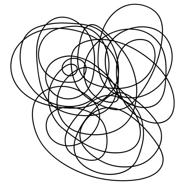istock Abstract doodles. A tangled object made of lines with three sides. A careless ball of thread. 1810485404