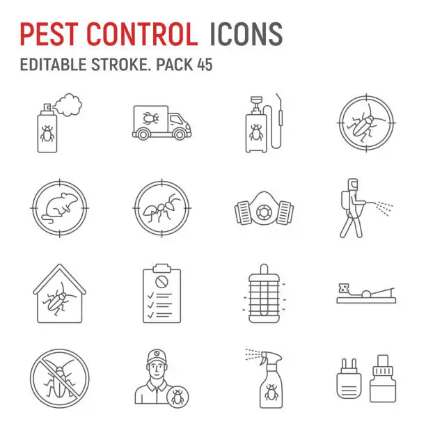 Vector illustration of Pest control line icon set