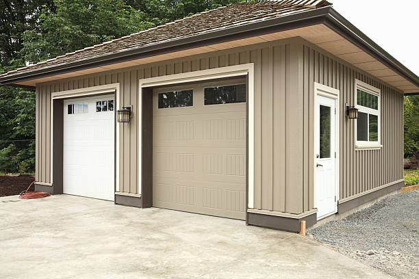 istock Modern New Two Door Detached Garage 181048805