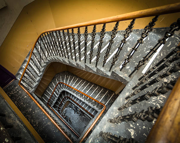 Spiral staircase in an old apartment building.
