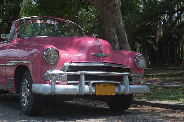 istock old american car in Havana, Cuba, parked under a tree 181049326