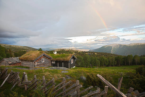 Old run-down pasture farm in Sel, Gudbrandsdalen, Norway. 