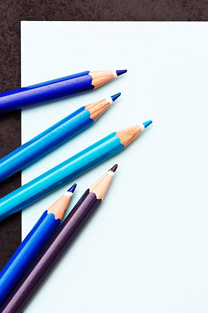istock Five blue pencil crayons ready to sketch a masterpiece 181050384
