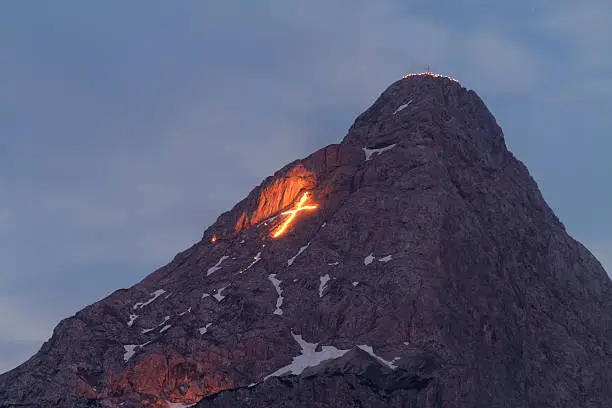 the centuries old tradition solstice in Tyrol  will celebrated with magnificent mountain fire. 