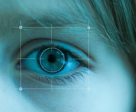 Scanning of an eye in progress. Concept for Biometrics