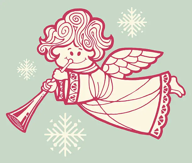 Vector illustration of Angel With Horn