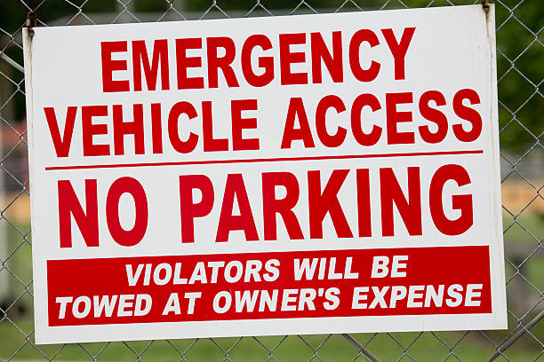 istock Emergency Vehicle Access No Parking Sign 181052059