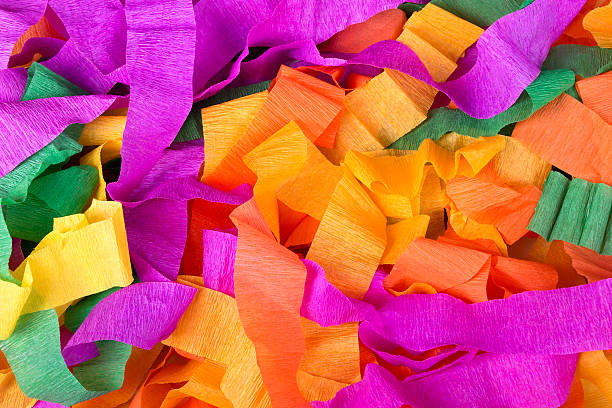 Horizontal full frame studio shot of colourful crepe paper.