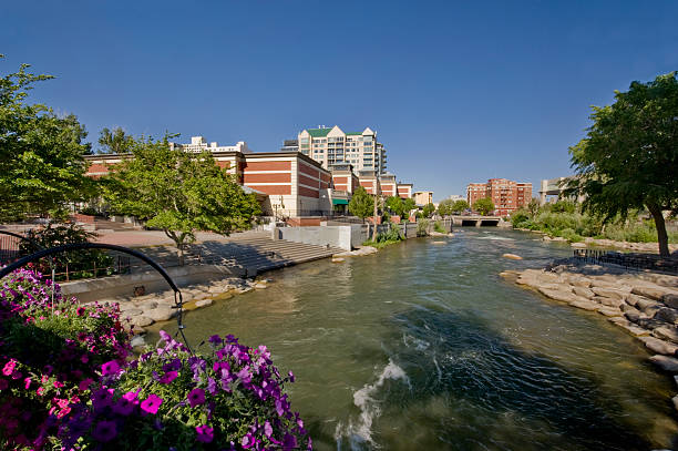 Truckee River, Reno, Nevada The Truckee River flows past the Riverwalk in downtown Reno's Wingfield Park.Click on any of the thumbnails to see more of Reno: truckee river photos stock pictures, royalty-free photos & images