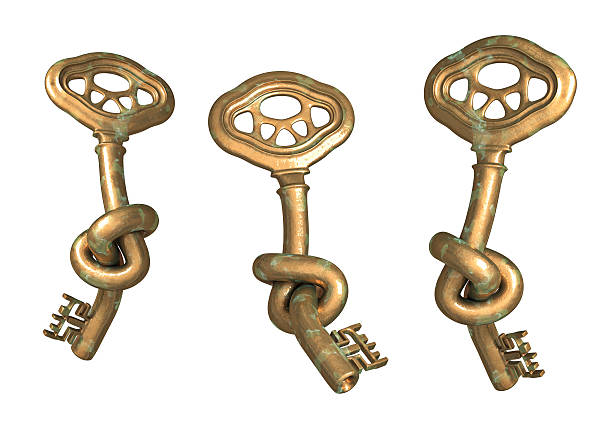 istock Antique bronze key with knot 181053454