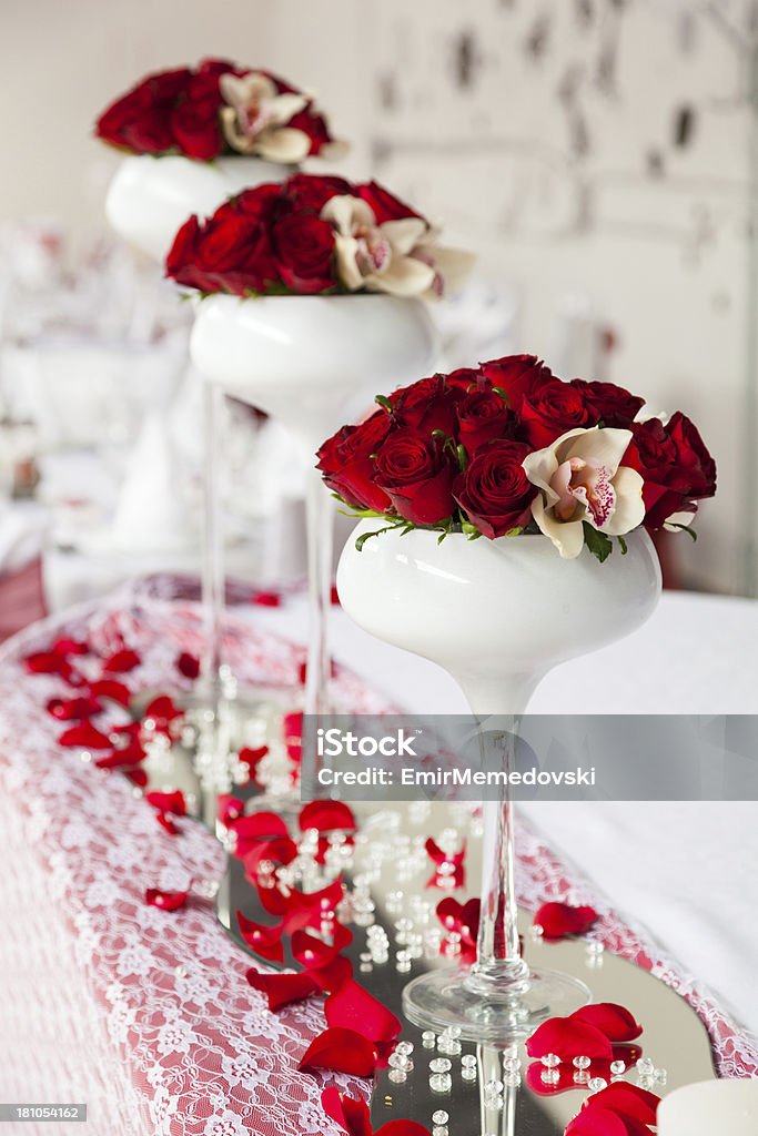 Wedding table decoration Wedding table decoration with flowers Arrangement Stock Photo