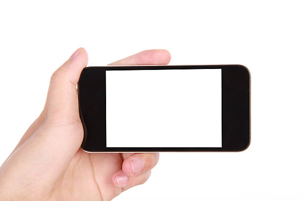 istock Hand holding blank screen smart phone on white background 181054622