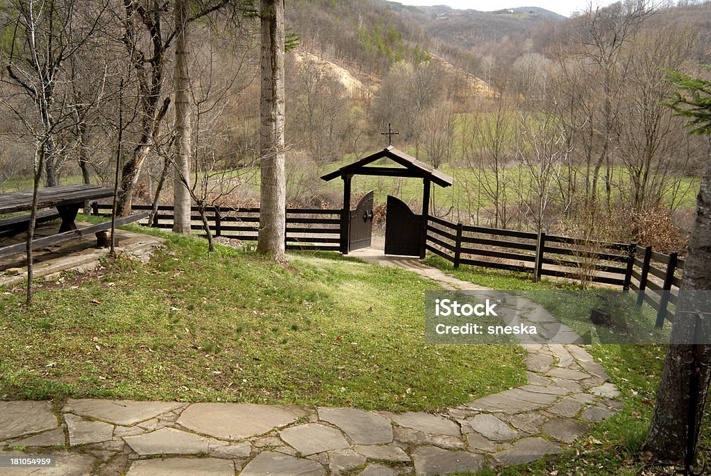 entrance of Church Lazarica Prolom Spa, Mountain Radan, Serbia Architecture Stock Photo