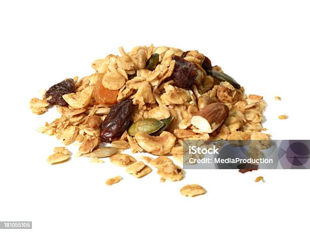 Granola On White Background Stock Photo - Download Image Now - White Background, Oat - Crop, Oats - Food