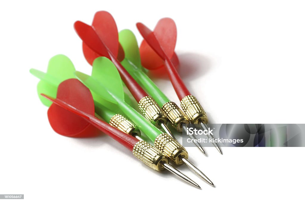 Group of Darts Close-up on group of darts, isolated on white background. Accuracy Stock Photo
