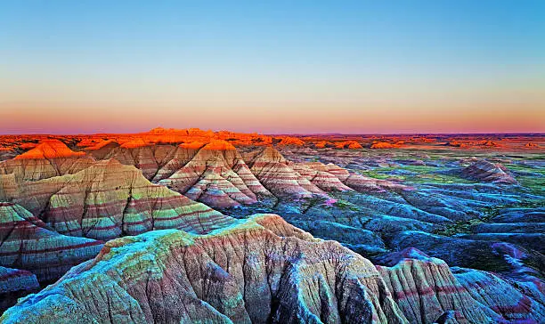 Photo of Sunset at The Wall, Badlands National Park, South Dakota.