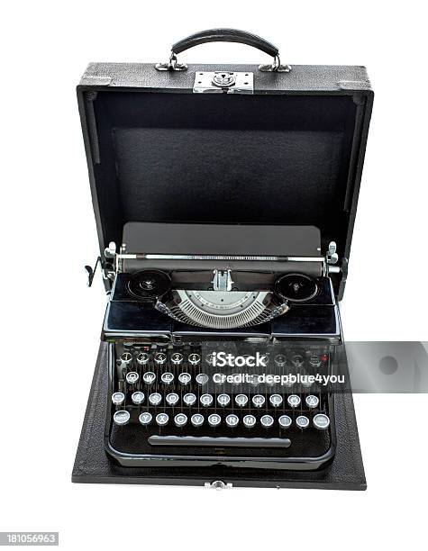 Velha Máquina De Escrever Manual Em Abrir Estojo - Fotografias de stock e mais imagens de 1940-1949 - 1940-1949, Máquina de Escrever, 2000-2009