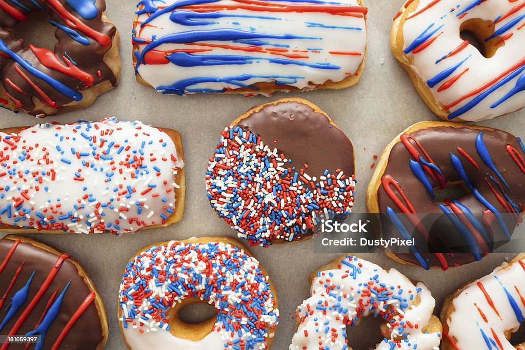Patrióticas Donuts - Foto de stock de Donut royalty-free