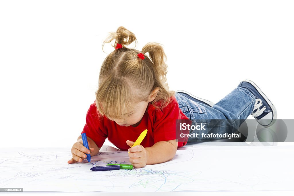 Little Girl Coloring - Foto stock royalty-free di Bambino