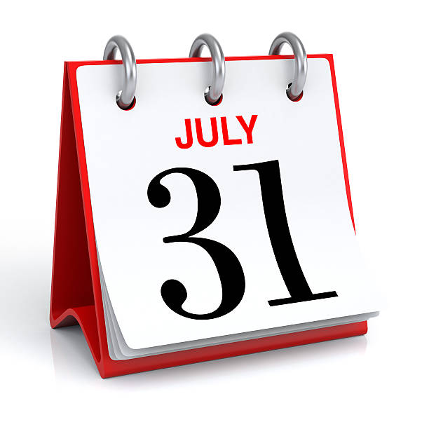 July Calendar 3D Rendering number 31 stock pictures, royalty-free photos & images