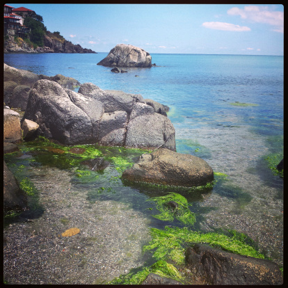 Sea and rocks. Mobilestock photo. Captured with Samsung Galaxy S4. Instagram effects used.