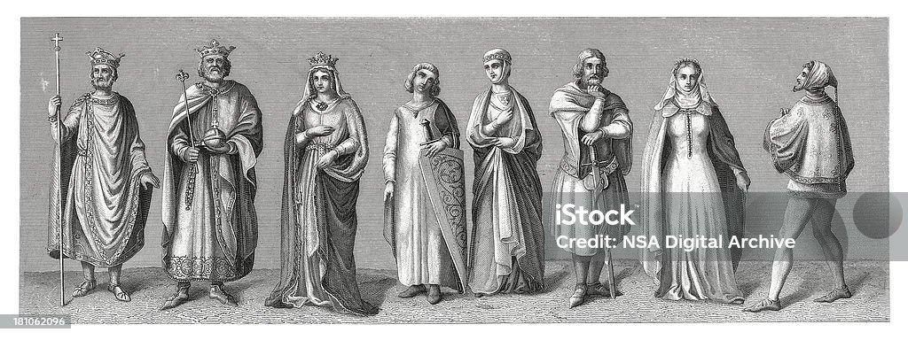 Presto costumi medievali-Europa occidentale - Illustrazione stock royalty-free di Incisione - Oggetto creato dall'uomo