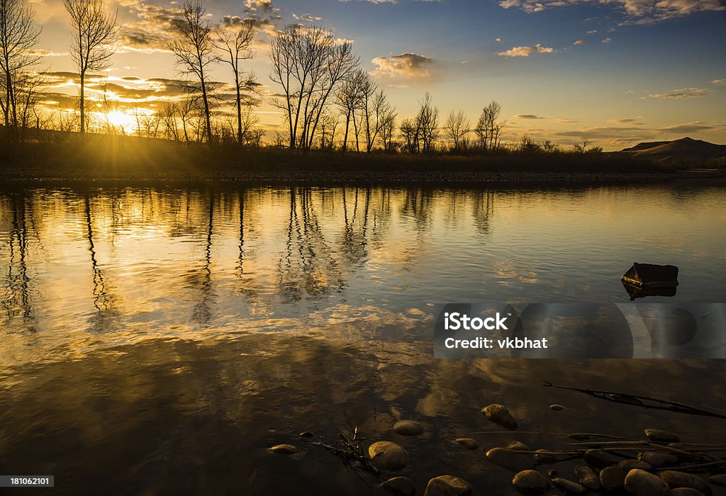 Boise river Sonnenuntergang - Lizenzfrei Fluss Boise Stock-Foto