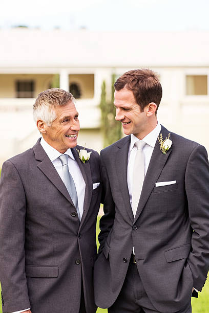 istock Father And Groom Looking At Each Other In Garden 181062262