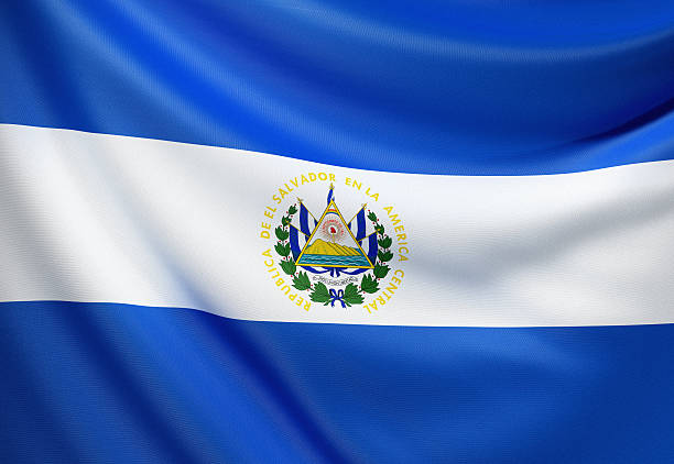 Flag of the Republic of El Salvador. 3d render.