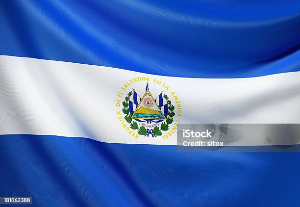 Foto de Bandeira De El Salvador e mais fotos de stock de Bandeira salvadorenha - Bandeira salvadorenha, América Central, Bandeira