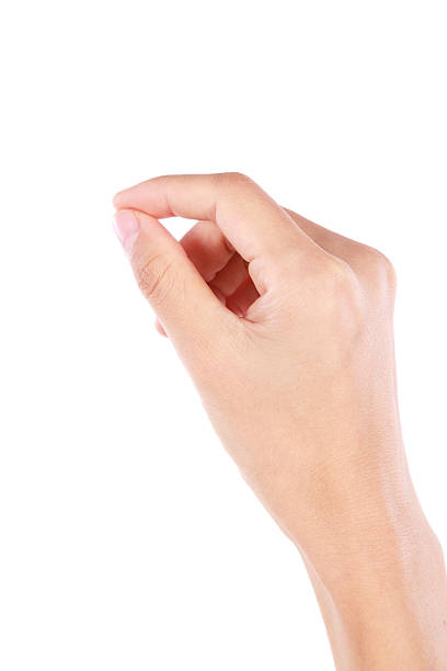 istock Hand holding virtual card gesture on white background 181062719